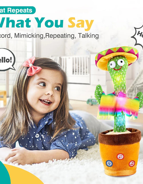 Load image into Gallery viewer, Dancing Talking Cactus Singing Talking Recording Mimic Repeating What You Say Toy Electronic Light up Plush Give for Kids Gifts
