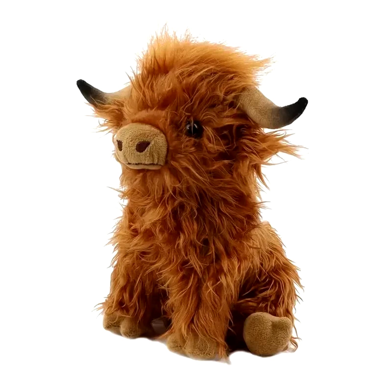 30Cm Simulation Kyloe Cream Highland Cow Animal Plush Doll Soft Stuffed Highland Cow Cattlle Plushie Gift for Kids Boys Girls