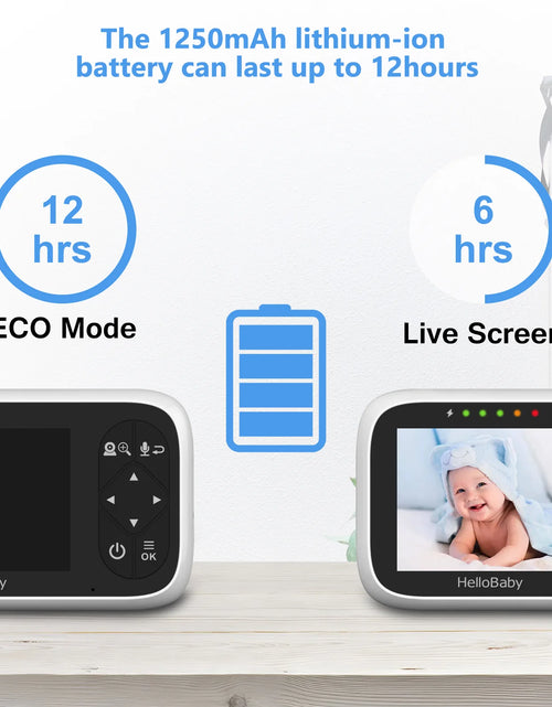 Load image into Gallery viewer, Baby Monitor-Hb6336 with Camera and Audio, 3.2&quot; IPS Color Display, Full Remote Pan Zoom, IR Night Vision, 1000 Ft. Range, Wall Mount, No Wifi Baby Camera Monitor
