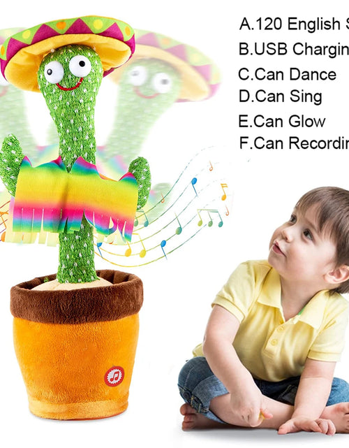 Load image into Gallery viewer, Dancing Talking Cactus Singing Talking Recording Mimic Repeating What You Say Toy Electronic Light up Plush Give for Kids Gifts
