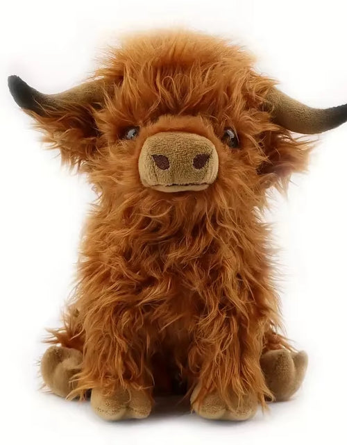 Load image into Gallery viewer, 30Cm Simulation Kyloe Cream Highland Cow Animal Plush Doll Soft Stuffed Highland Cow Cattlle Plushie Gift for Kids Boys Girls
