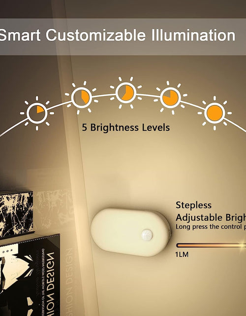 Load image into Gallery viewer, Rechargeable Battery Night Light, Stick on Mini Motion Sensor Light Indoor Warm White 1-20LM LED Light with Stepless Adjustable Brightness for Bedroom, Kitchen, Stairs, Hallway, 2-Pack
