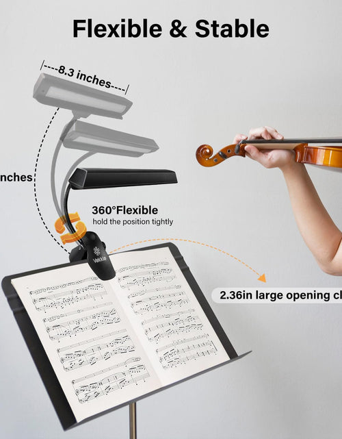 Load image into Gallery viewer, Super Bright Rechargeable Music Stand Light - Musicians Piano Light Clip On, 9 Levels Dimmable, Portable, USB-C, Perfect for Piano, Orchestra, Podium, Easel
