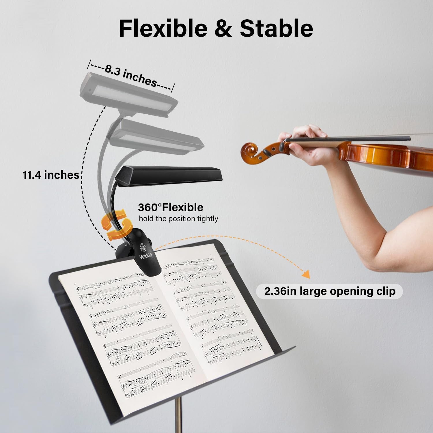 Super Bright Rechargeable Music Stand Light - Musicians Piano Light Clip On, 9 Levels Dimmable, Portable, USB-C, Perfect for Piano, Orchestra, Podium, Easel