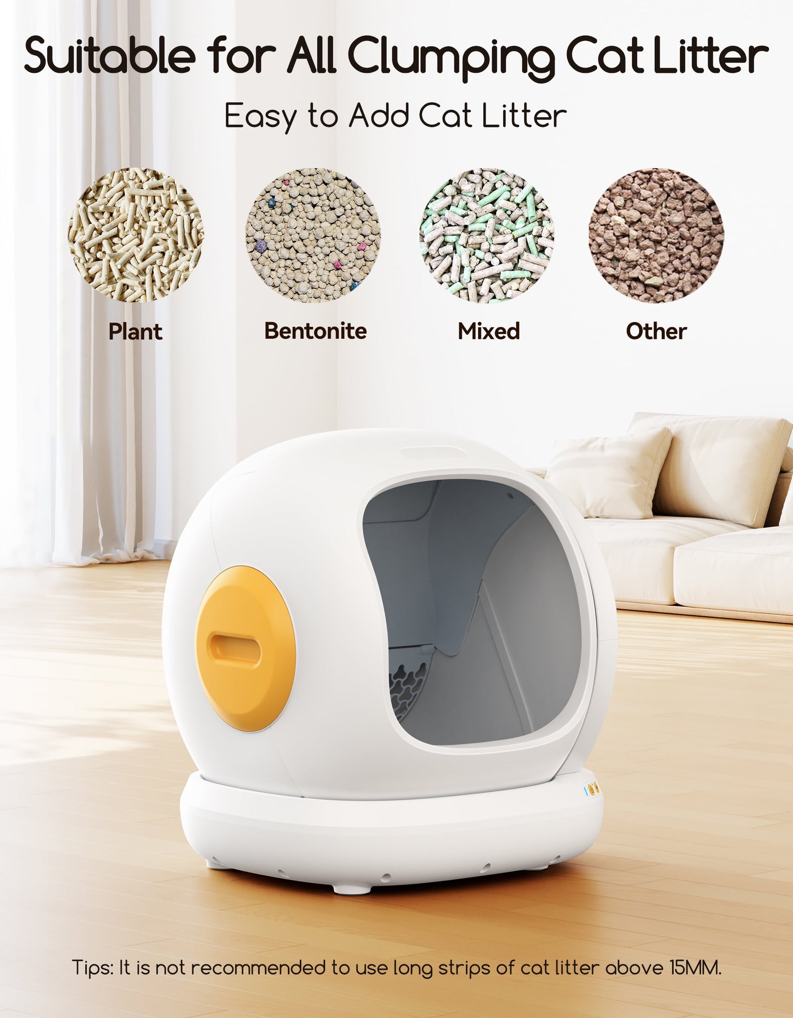 Smart Automatic Self-Cleaning Cat Litter Box, APP Control/Integrated Safety Protection,White