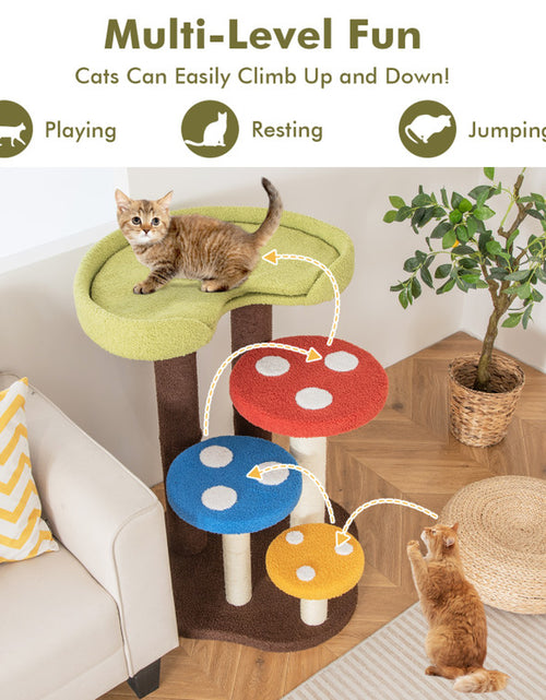 Load image into Gallery viewer, 3-In-1 Cat Tree 3 Full-Wrapped Sisal Posts Removable Mat and Platforms
