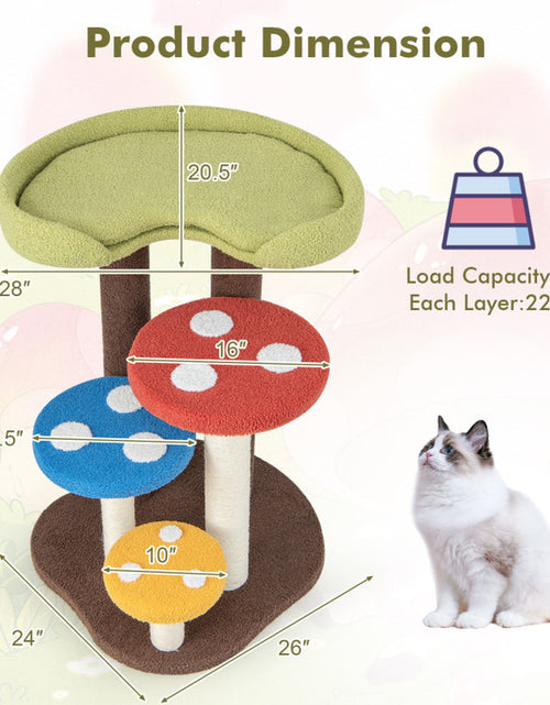 Load image into Gallery viewer, 3-In-1 Cat Tree 3 Full-Wrapped Sisal Posts Removable Mat and Platforms
