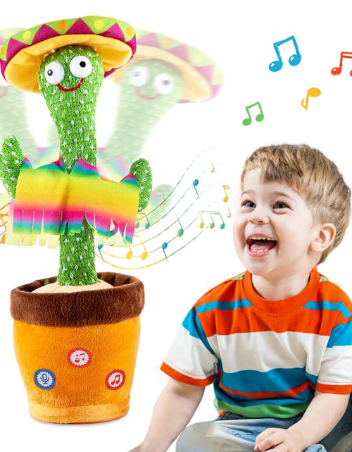 Load image into Gallery viewer, Dancing Talking Cactus Singing Talking Recording Mimic Repeating What You Say Toy Electronic Light up Plush Give for Kids Gifts
