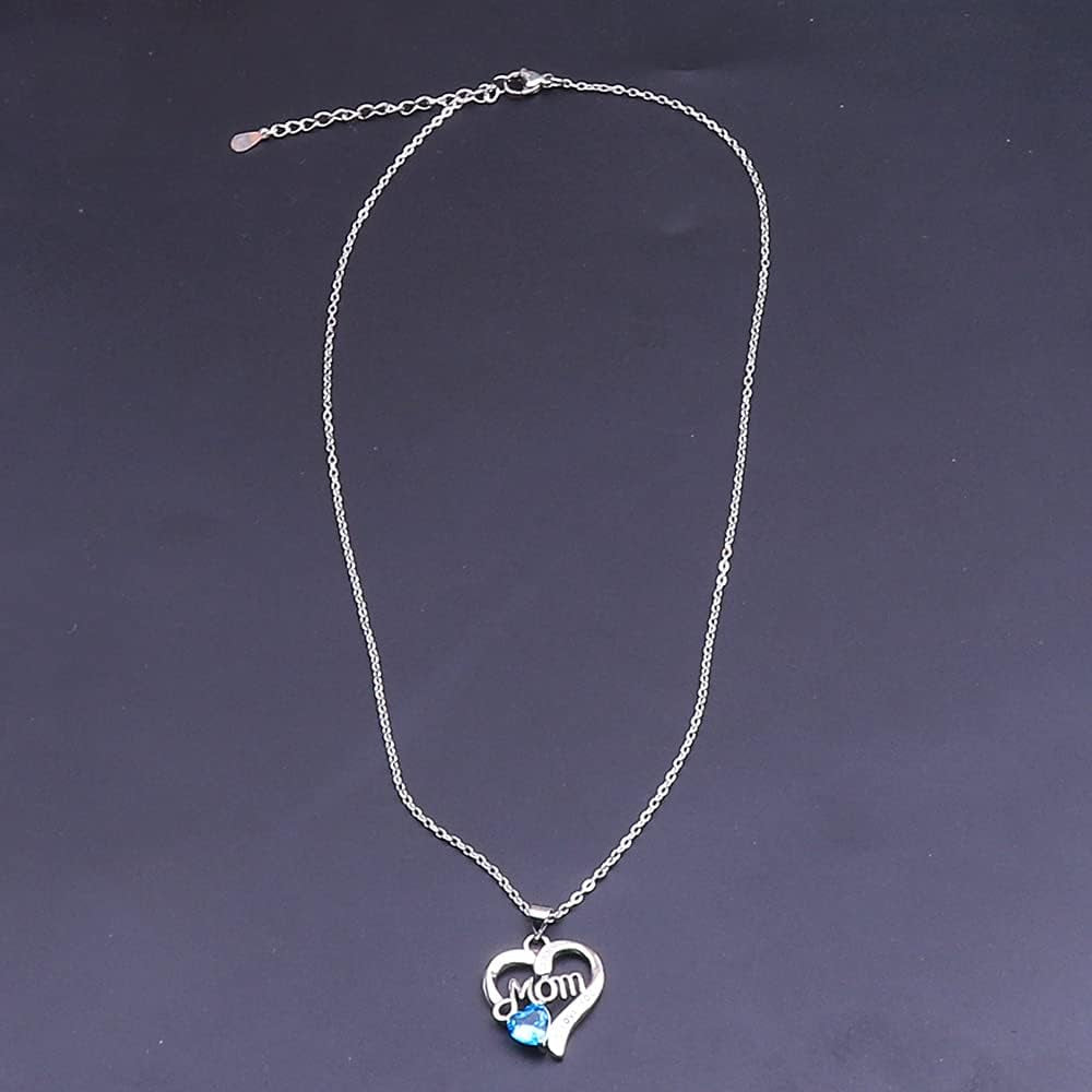 I Love You Mom Love Heart Necklace,925 Sterling Silver Rhinestone Necklace for Mom,Best Mom Necklace Gift for Mother