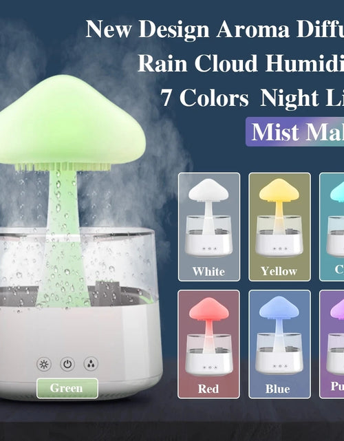 Load image into Gallery viewer, Mushroom Rain Air Humidifier Electric Aroma Diffuser Rain Cloud Smell Distributor Relax Water Drops Sounds Colorful Night Lights
