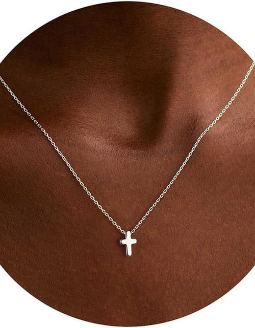 Load image into Gallery viewer, Cross Necklace for Women Girls, Dainty Gold Plated Cross Pendant Necklace Sideways Cross Choker Layered Cross Necklace for Women Girls
