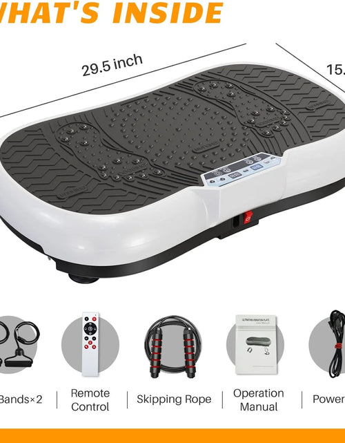 Load image into Gallery viewer, Vibration Plate Exercise Machine Whole Body Workout Vibration Fitness Platform W/ Loop Bands Jump Rope Bluetooth Speaker Home Training Equipment for Weight Loss &amp; Toning, Black
