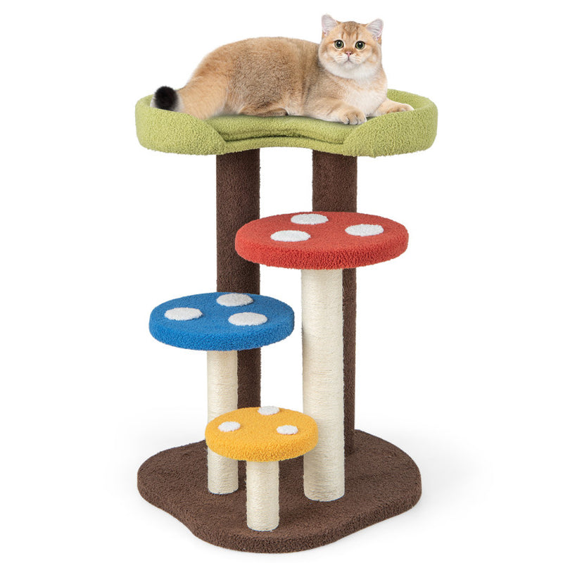 3-In-1 Cat Tree 3 Full-Wrapped Sisal Posts Removable Mat and Platforms