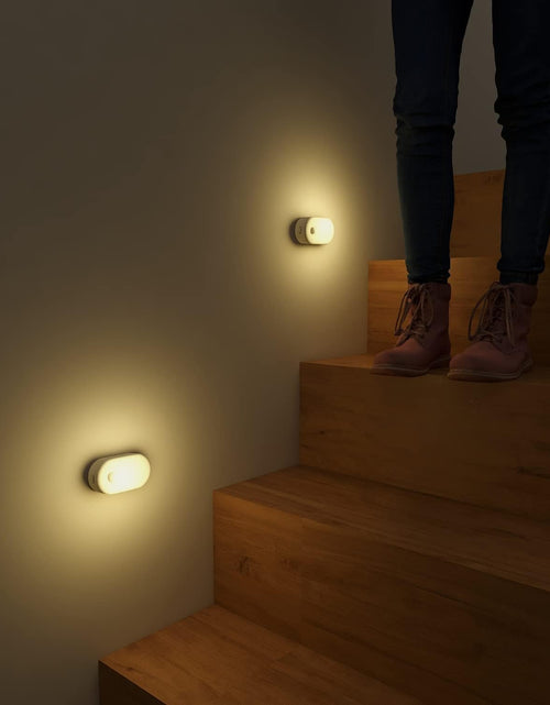 Load image into Gallery viewer, Rechargeable Battery Night Light, Stick on Mini Motion Sensor Light Indoor Warm White 1-20LM LED Light with Stepless Adjustable Brightness for Bedroom, Kitchen, Stairs, Hallway, 2-Pack
