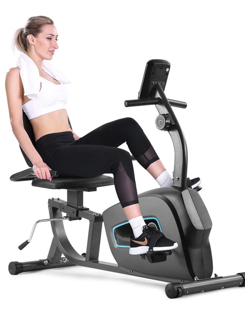 Load image into Gallery viewer, Exercise Bike Indoor Recumbent Exercise Bike Stationary with Adjustable Seat and 8 Resistance Level Seat Height Adjustment
