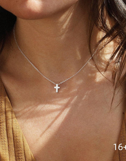 Load image into Gallery viewer, Cross Necklace for Women Girls, Dainty Gold Plated Cross Pendant Necklace Sideways Cross Choker Layered Cross Necklace for Women Girls
