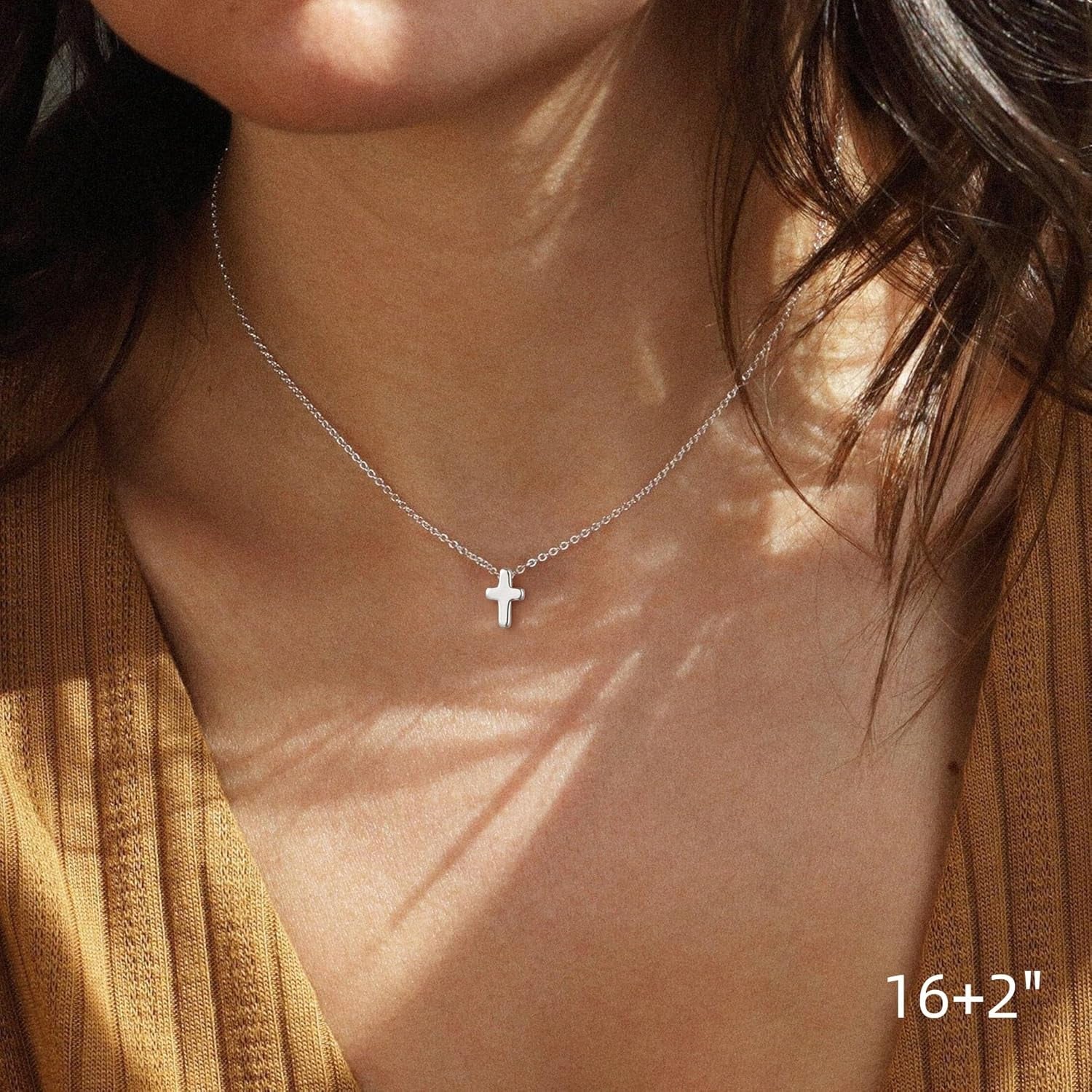 Cross Necklace for Women Girls, Dainty Gold Plated Cross Pendant Necklace Sideways Cross Choker Layered Cross Necklace for Women Girls