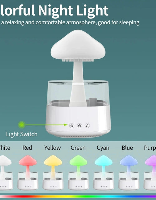 Load image into Gallery viewer, Mushroom Rain Air Humidifier Electric Aroma Diffuser Rain Cloud Smell Distributor Relax Water Drops Sounds Colorful Night Lights
