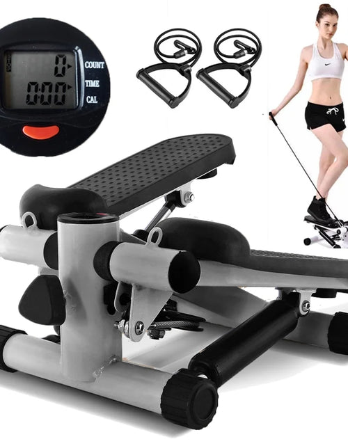 Load image into Gallery viewer, Mini Stepper Air Stair Climber Exercise Machine Health Aerobic Fitness Elliptical Trainers with Resistance Band LCD Display Gray
