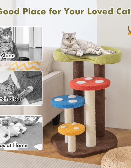 Load image into Gallery viewer, 3-In-1 Cat Tree 3 Full-Wrapped Sisal Posts Removable Mat and Platforms
