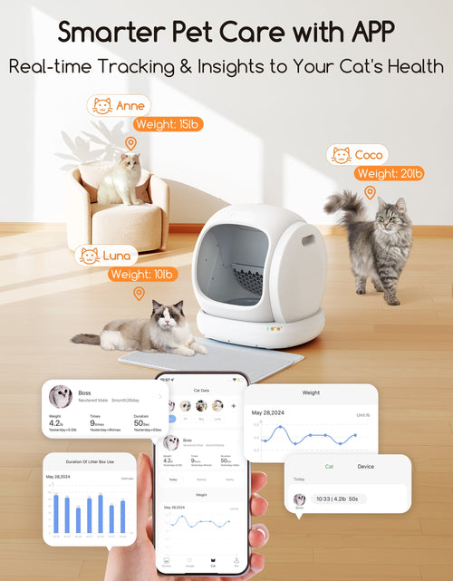 Load image into Gallery viewer, Smart Automatic Self-Cleaning Cat Litter Box, APP Control/Integrated Safety Protection,White
