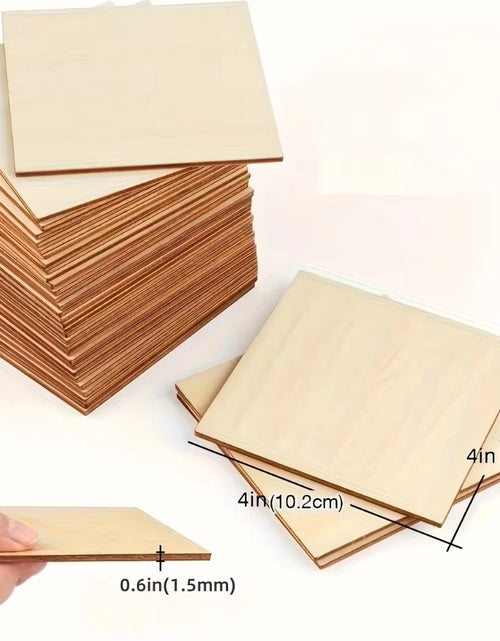 Load image into Gallery viewer, 10Pcs Wood Square 4X4In Blank Wood Sheet for Crafts, Thin Unfinished Wood Squares for Wood Burning Painting Staining Wood Engrav
