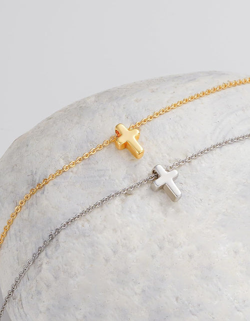 Load image into Gallery viewer, Cross Necklace for Women Girls, Dainty Gold Plated Cross Pendant Necklace Sideways Cross Choker Layered Cross Necklace for Women Girls
