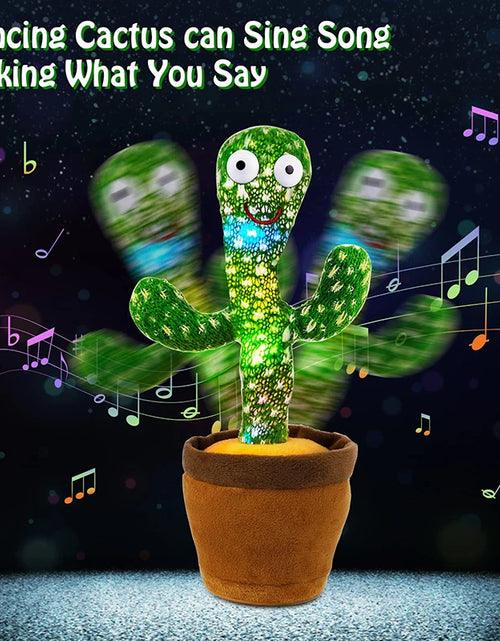 Load image into Gallery viewer, Dancing Talking Cactus Singing Talking Recording Mimic Repeating What You Say Toy Electronic Light up Plush Give for Kids Gifts
