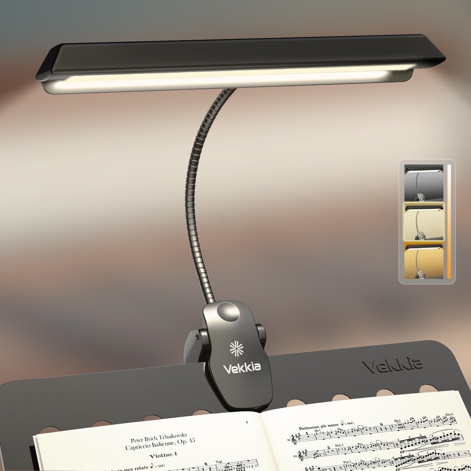 Super Bright Rechargeable Music Stand Light - Musicians Piano Light Clip On, 9 Levels Dimmable, Portable, USB-C, Perfect for Piano, Orchestra, Podium, Easel